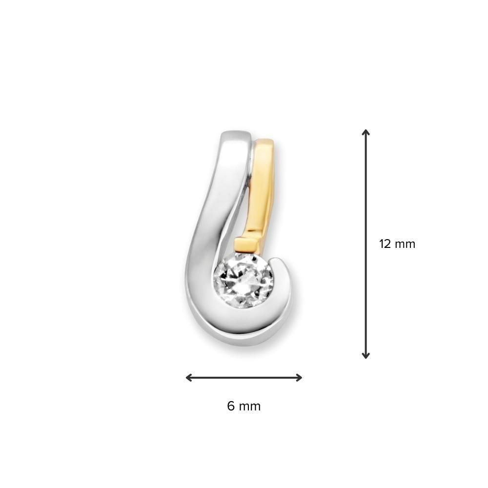 Colgante bicolor de oro blanco y oro amarillo con circonitas – Sutil y chic