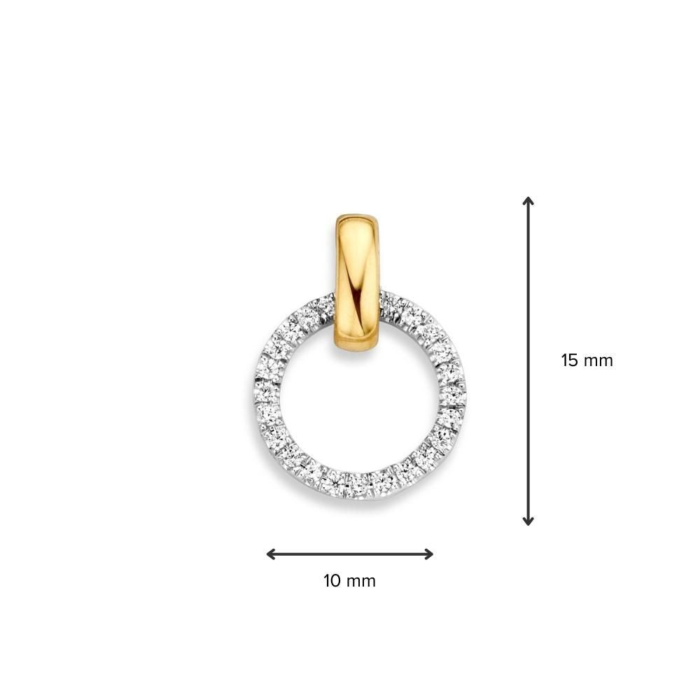 Colgante de oro con circonitas - 14 quilates oro amarillo/blanco