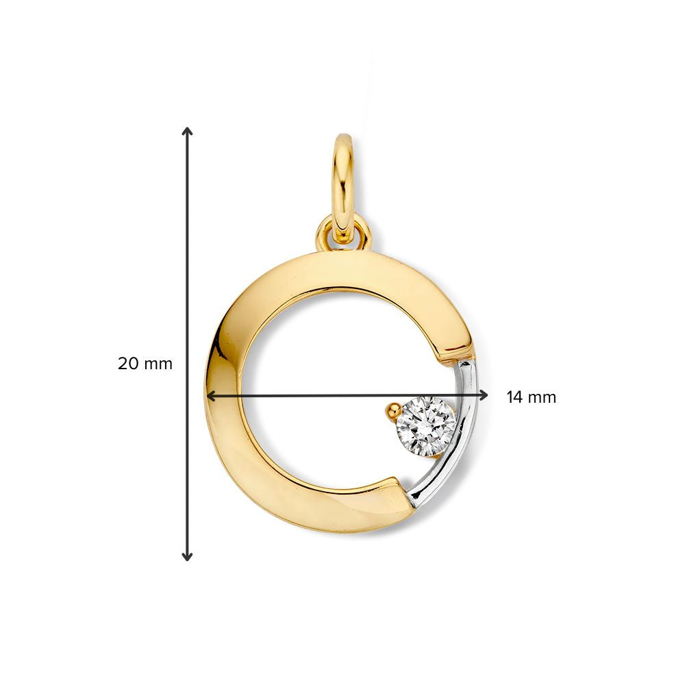 Colgante Bicolor de Oro con Circonitas – Elegancia Refinada en Oro Amarillo y Oro Blanco