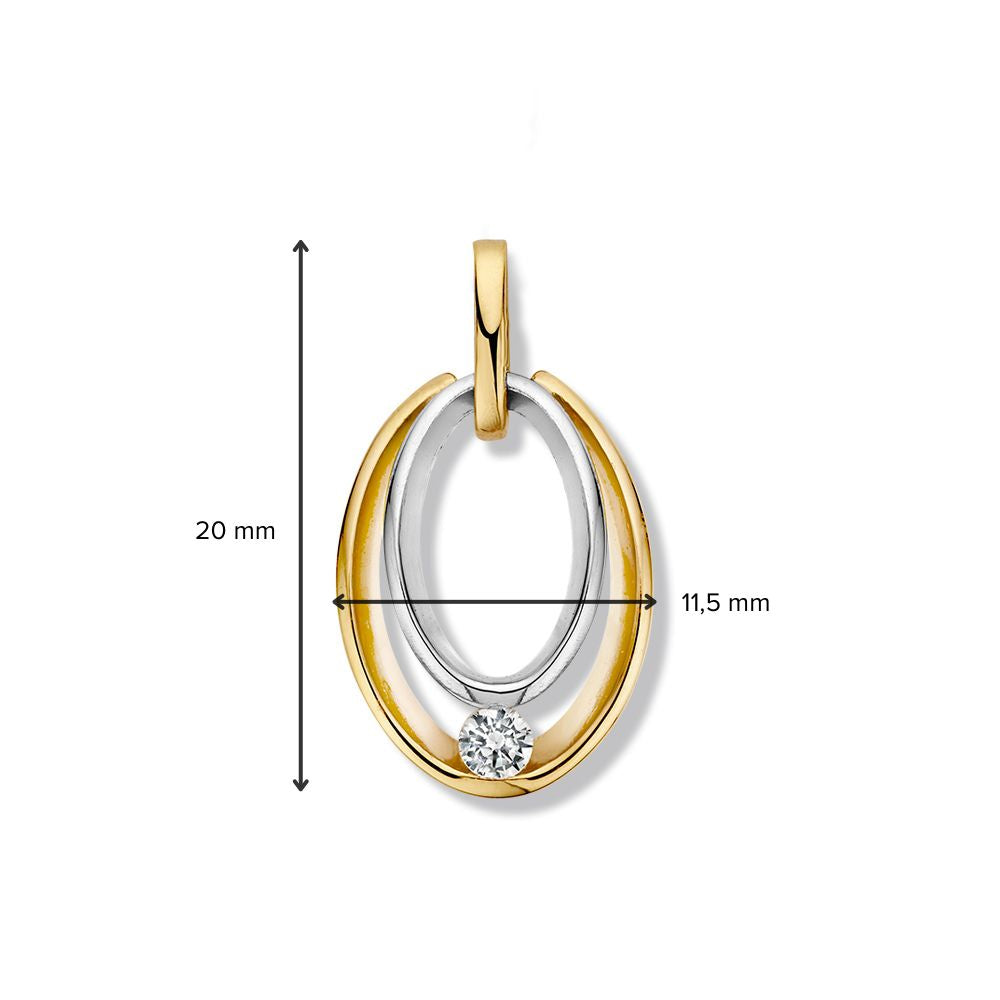 Colgante bicolor de oro blanco y oro amarillo con circonitas – Elegancia y estilo en uno