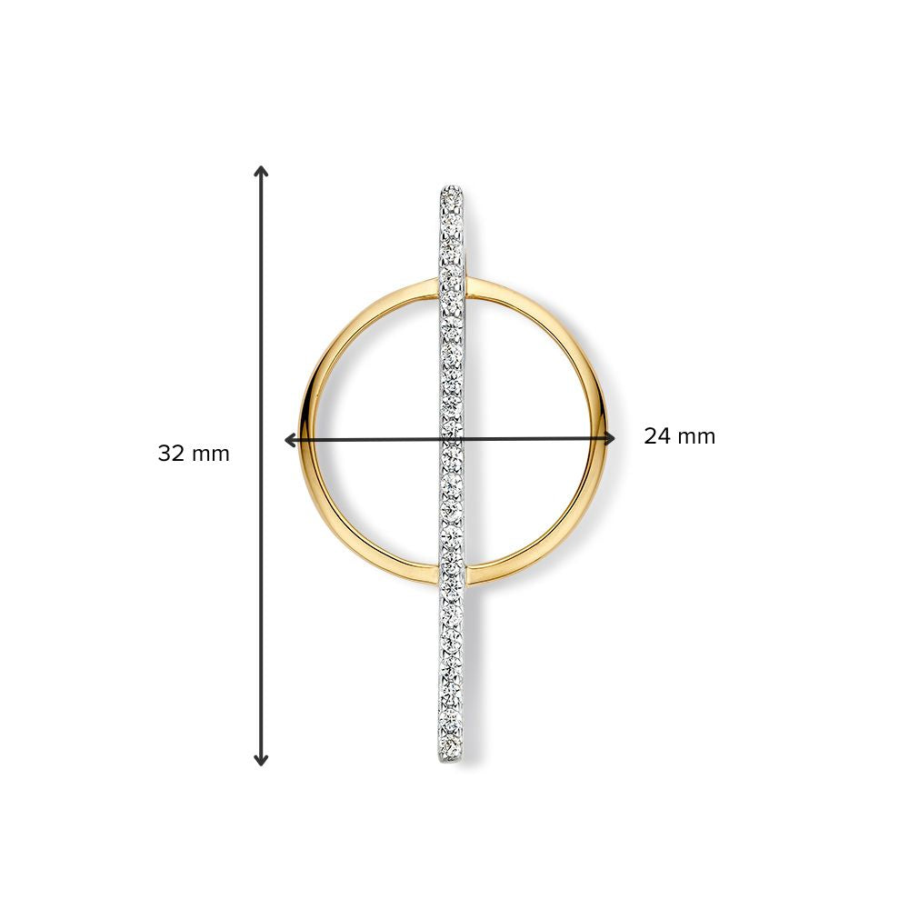Colgante bicolor de oro blanco y oro amarillo con circonitas