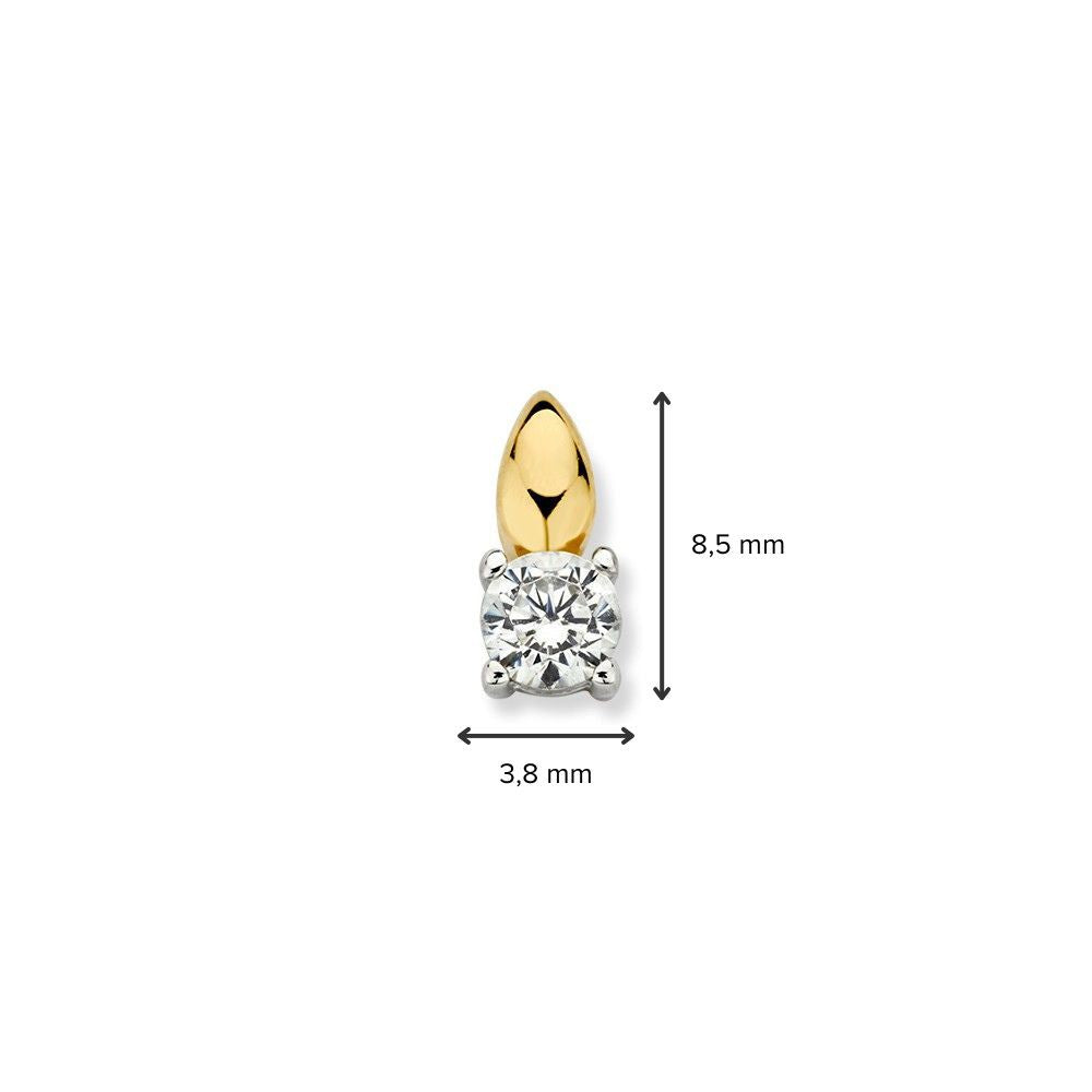 Colgante solitario bicolor de oro blanco y oro amarillo con circonita – 14 quilates