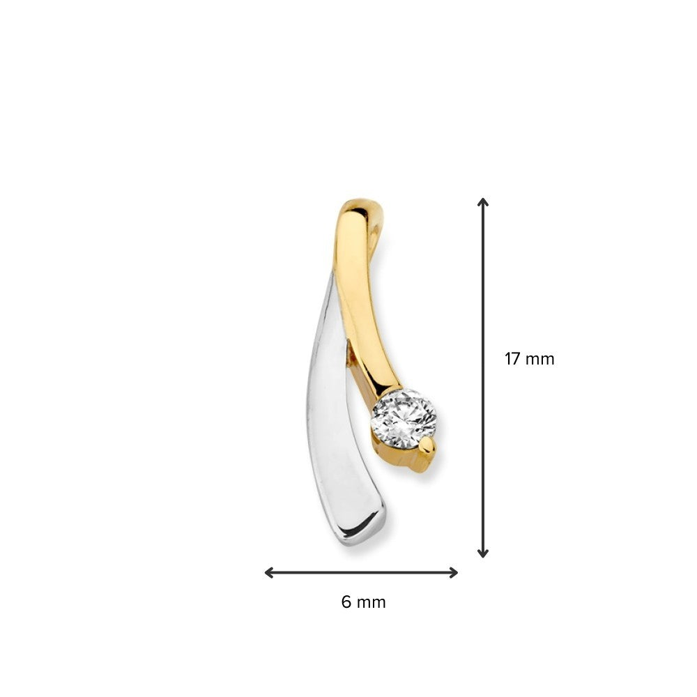 Colgante de oro bicolor de 14K con circonitas para de mujer, elegante joya de oro blanco y oro amarillo