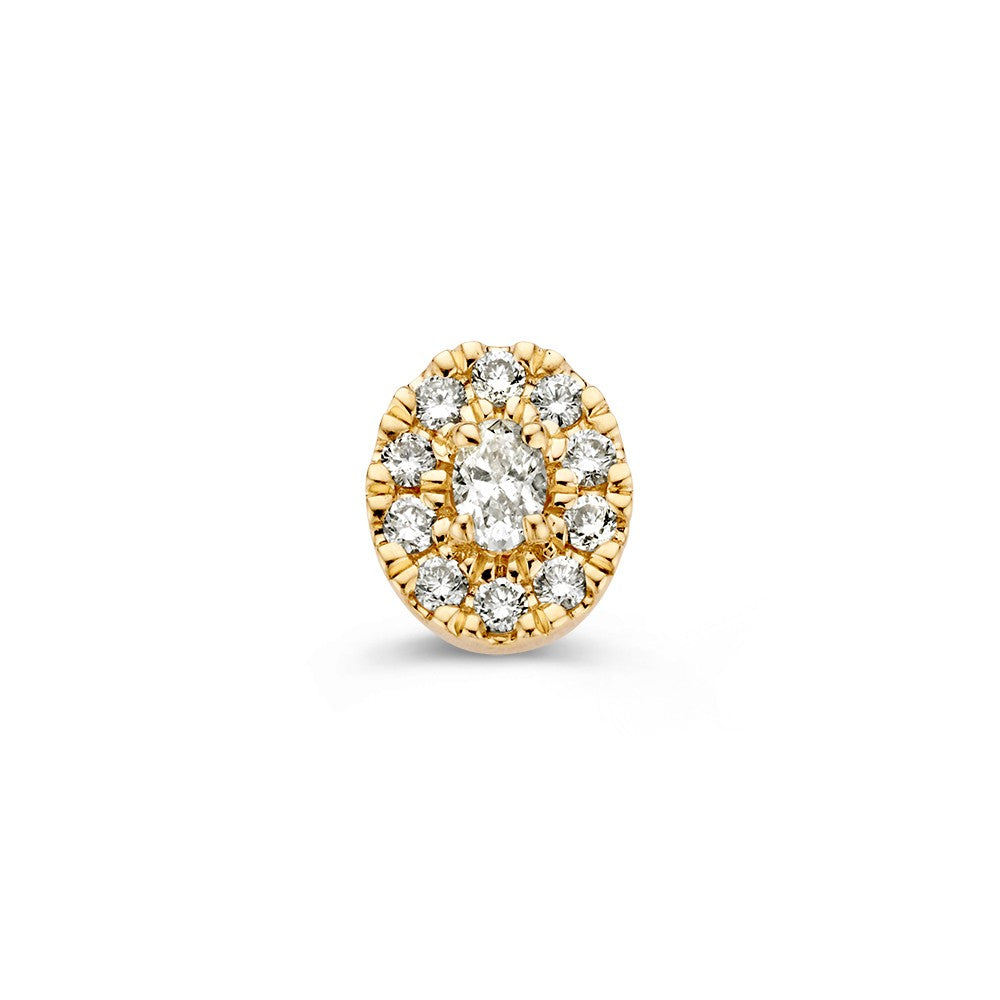 Colgante de oro amarillo de 14k con diamantes ovalados y brillantes de 0.21 ct.