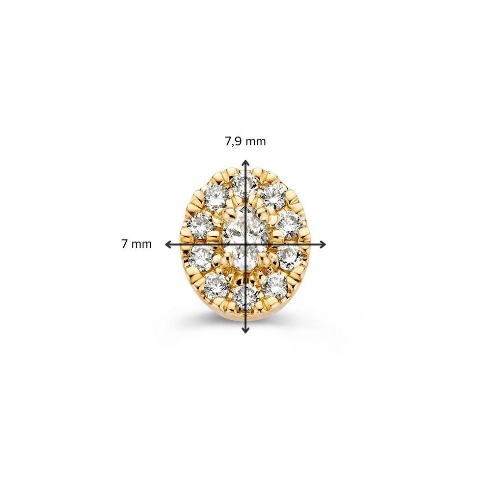 Colgante elegante de oro amarillo de 14k con diamantes ovalados y brillantes de 0.21ct para de mujer