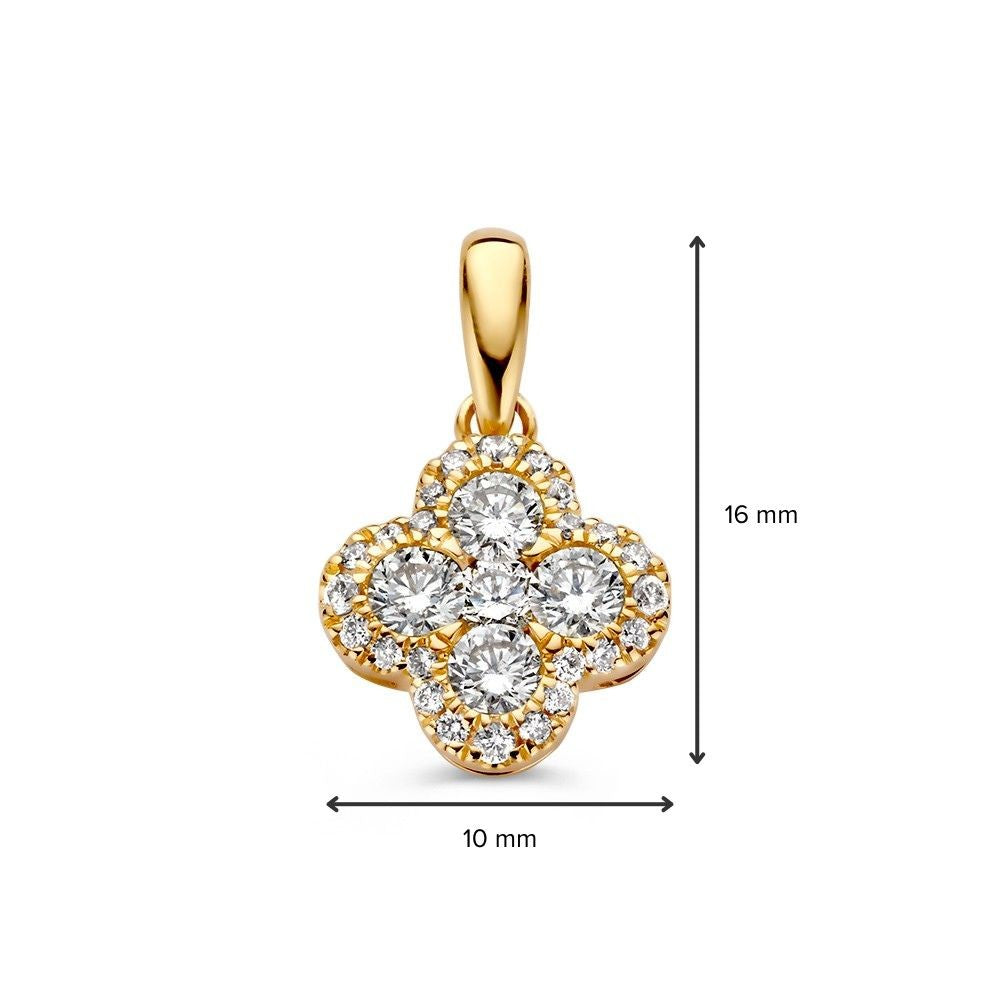 Colgante de oro amarillo con diamante de 0,48 crt - Elegante colgante de 14 quilates para de mujer