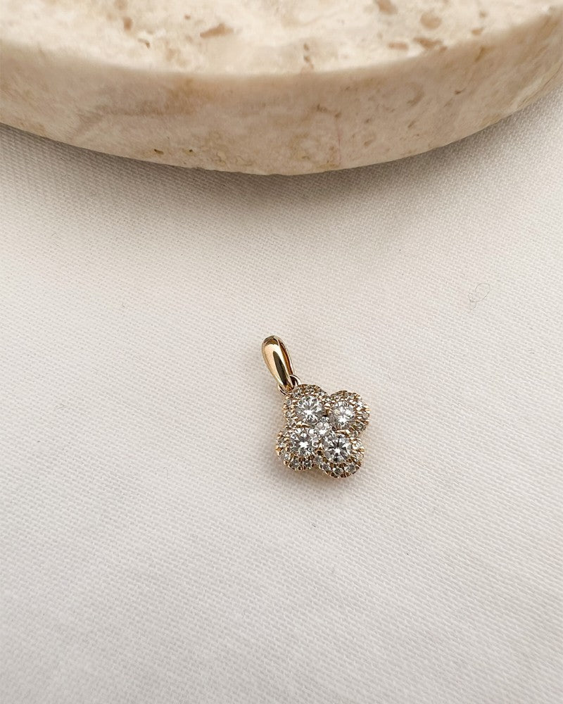 Colgante de oro amarillo con diamante de 0,48 crt - Elegante colgante de 14 quilates para de mujer