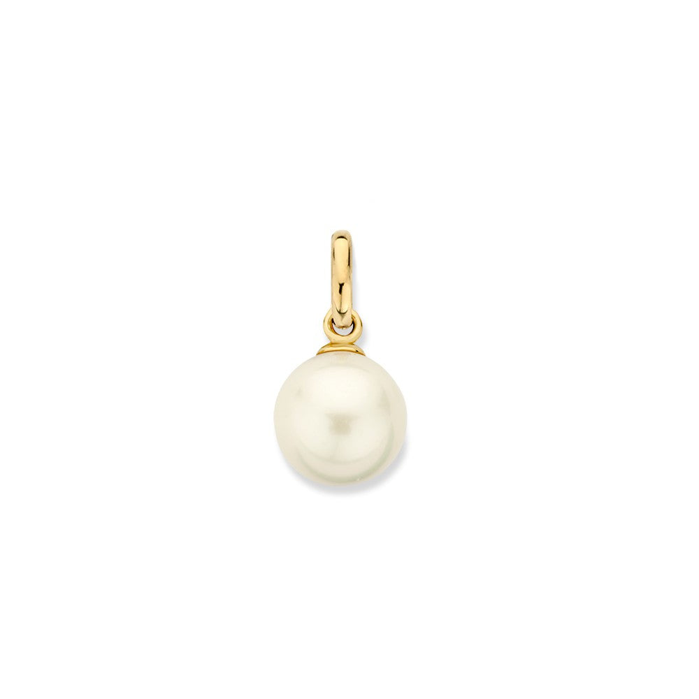 Colgante elegante de oro amarillo de 14 quilates con perla de agua dulce.