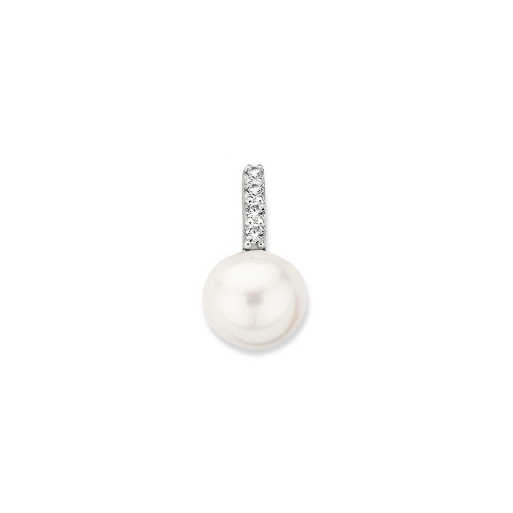 Geelgouden Hanger met Zirkonia’s en Zoetwaterparel – 14 Karaat