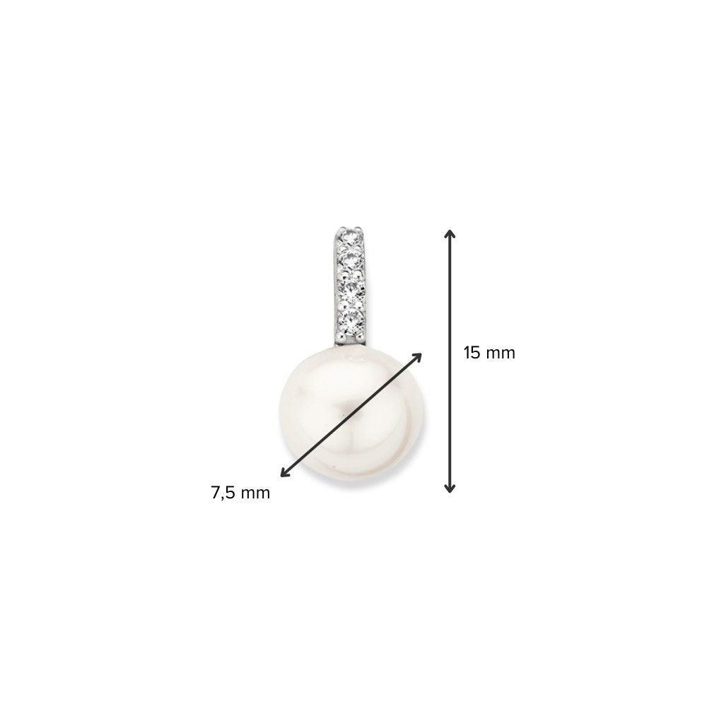 Colgante de oro amarillo con circonitas y perla de agua dulce – 14 quilates