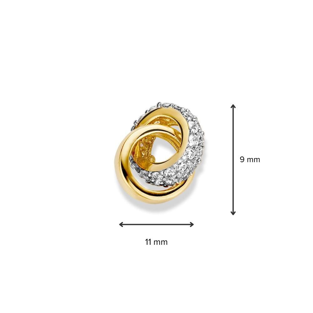 Colgante bicolor de oro blanco y oro amarillo con circonitas – 14 quilates, 1,3 gramos, 2,8 mm