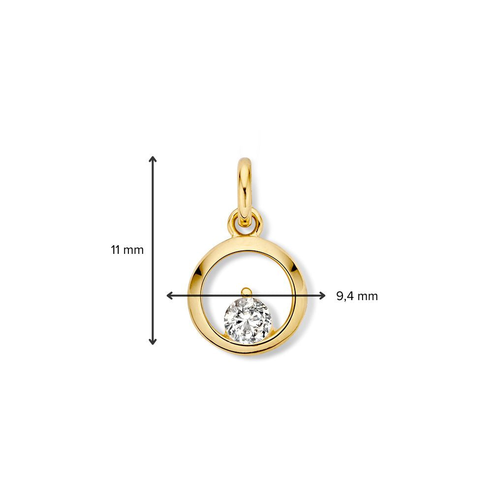 colgante de oro amarillo con circonita en engaste abierto – 14 quilates, 1,0 gramos, 10 mm