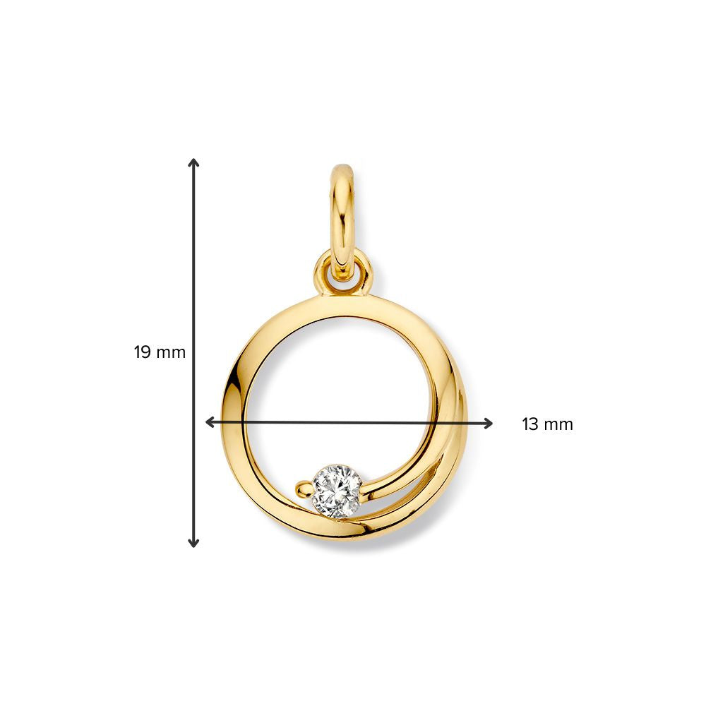 colgante de oro amarillo con circonitas – 14 quilates, 1,8 gramos, 18 mm x 13 mm