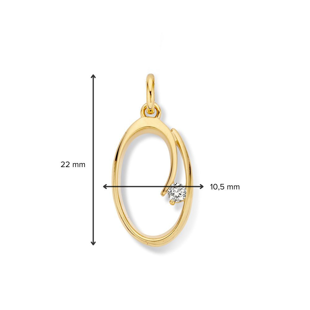 colgante de oro amarillo con circonitas – 14 quilates, 1,3 gramos, 22 mm x 11 mm