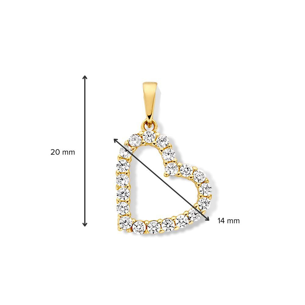 Colgante en forma de corazón de oro amarillo con circonitas - Elegancia cautivadora - Van der Kooij