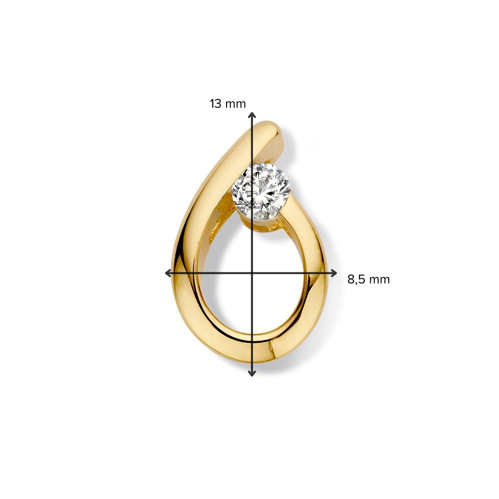 colgante de oro amarillo con circonitas – 14 quilates, 1,3 gramos, 13 mm x 8,5 mm