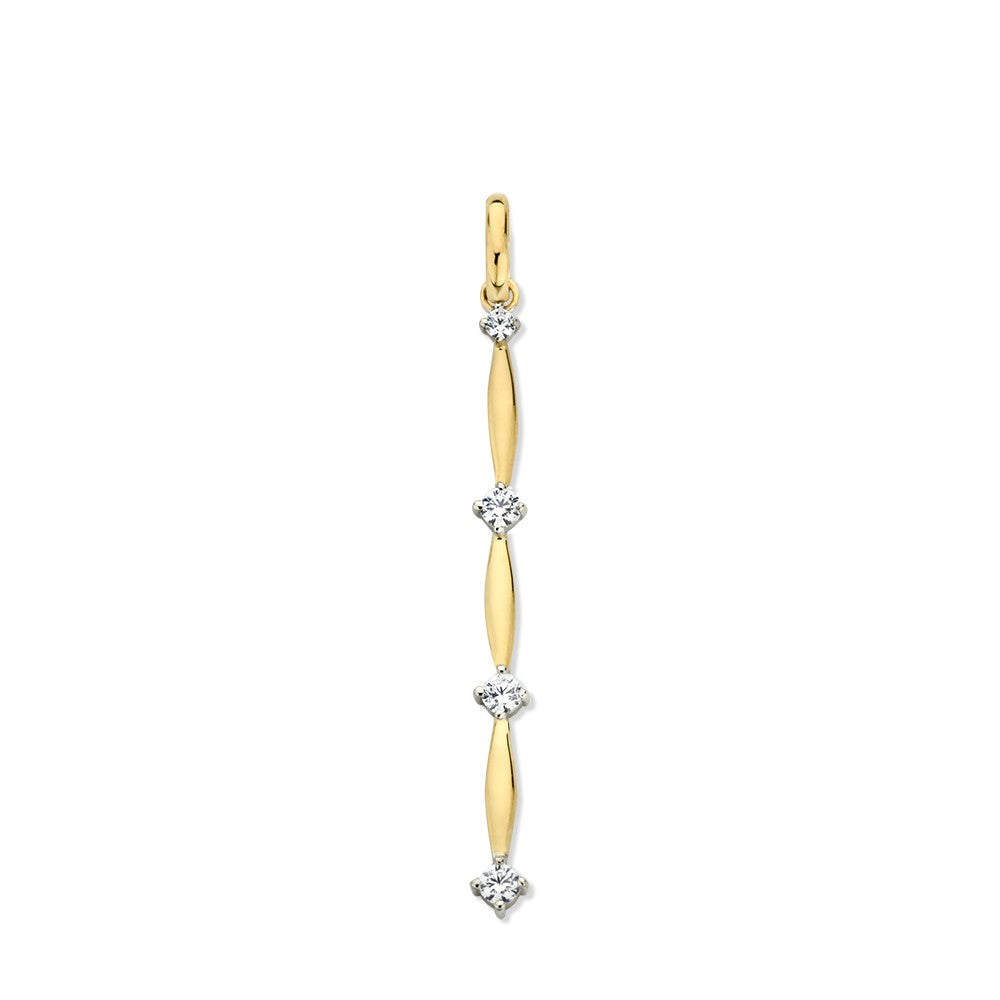 Geelgouden Hanger met Zirkonia – Elegante Oorhaken, 14 Karaat