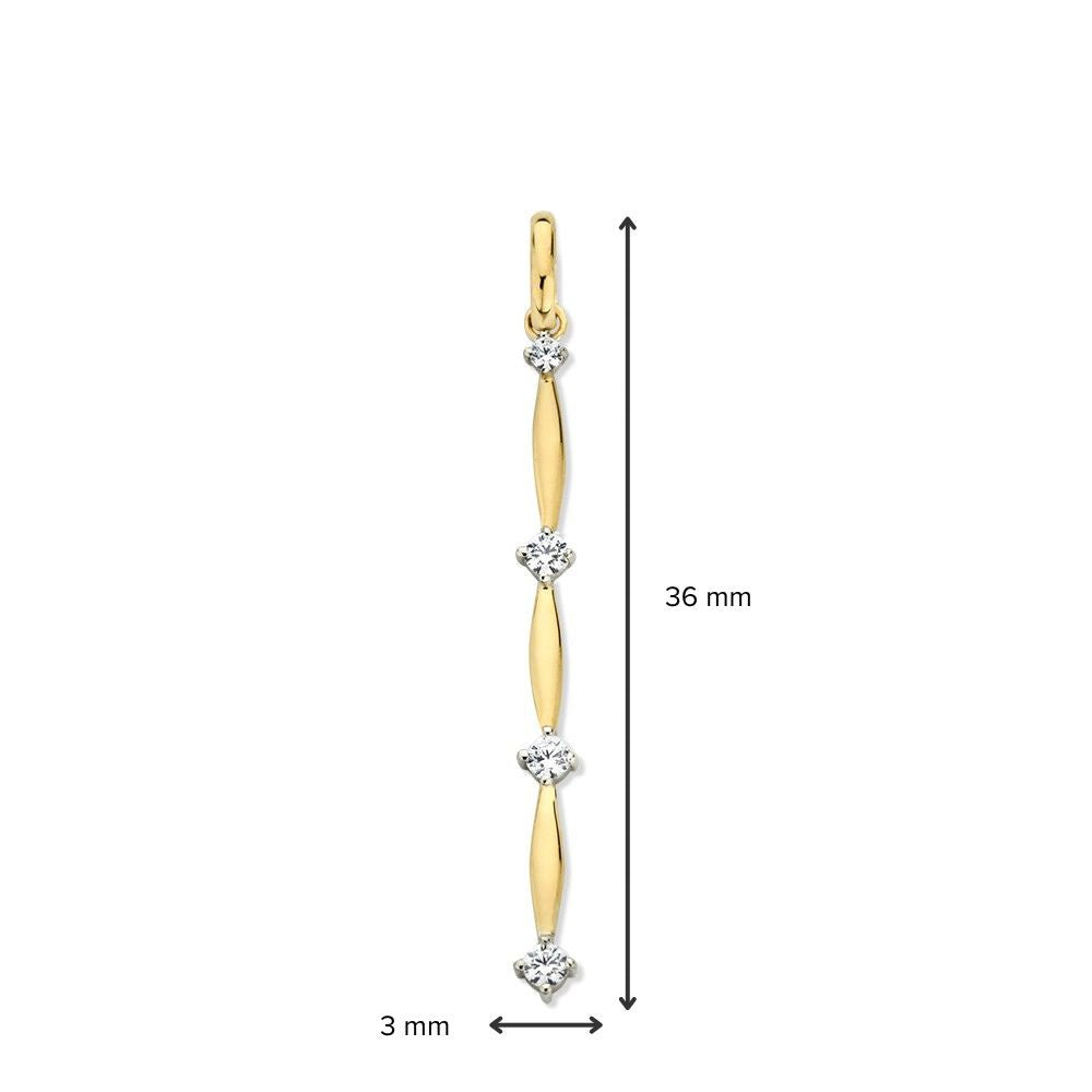 Colgante de oro amarillo con circonitas – Pendientes elegantes, 14 quilates