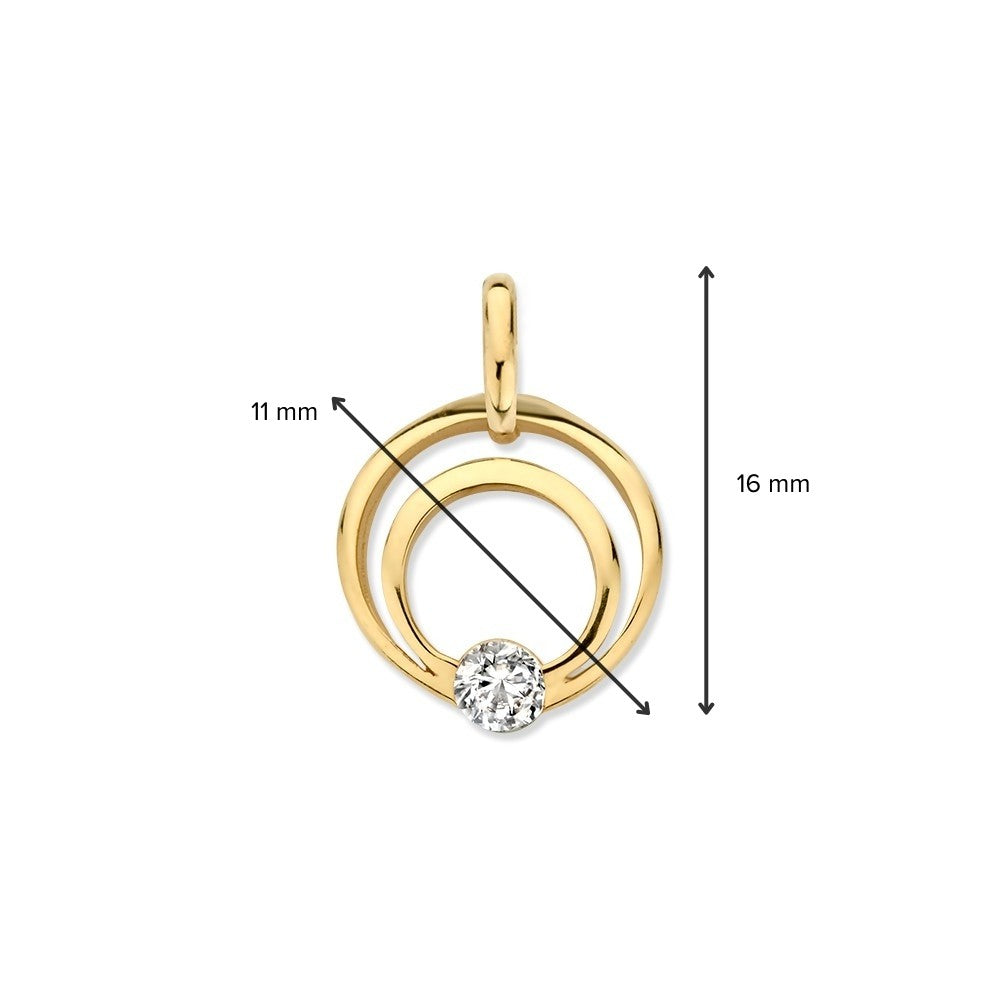 Colgante de oro amarillo de 14K con circonitas - Joya elegante para de mujer