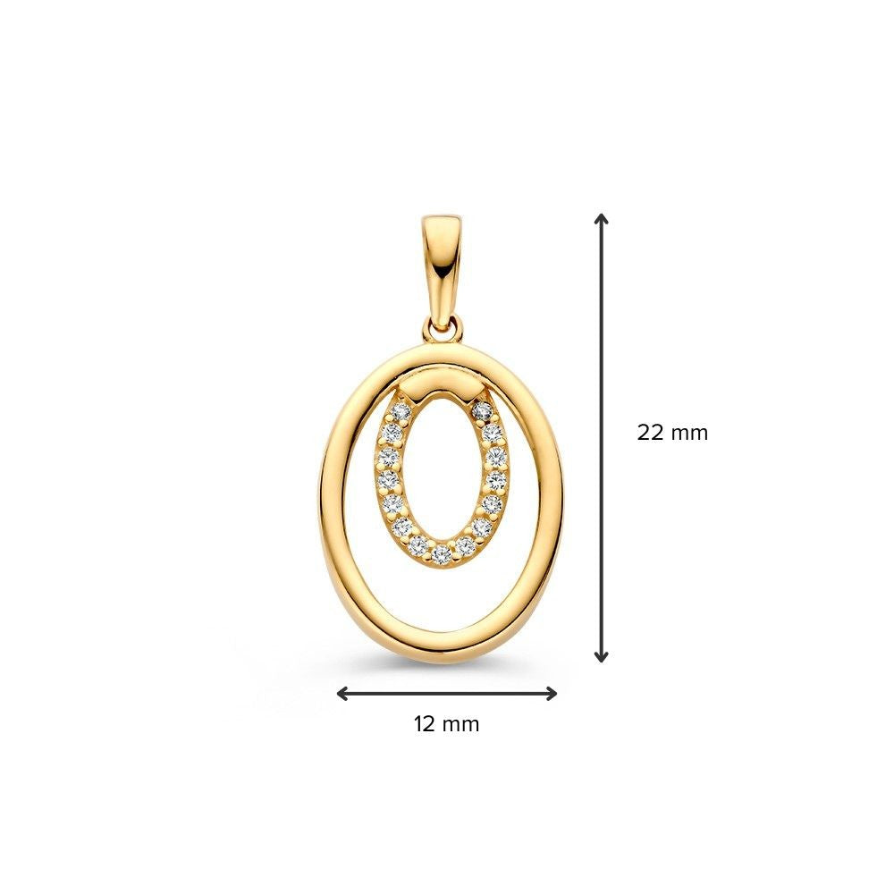 Colgante de oro amarillo de 14K con circonitas – Pendientes elegantes de mujer