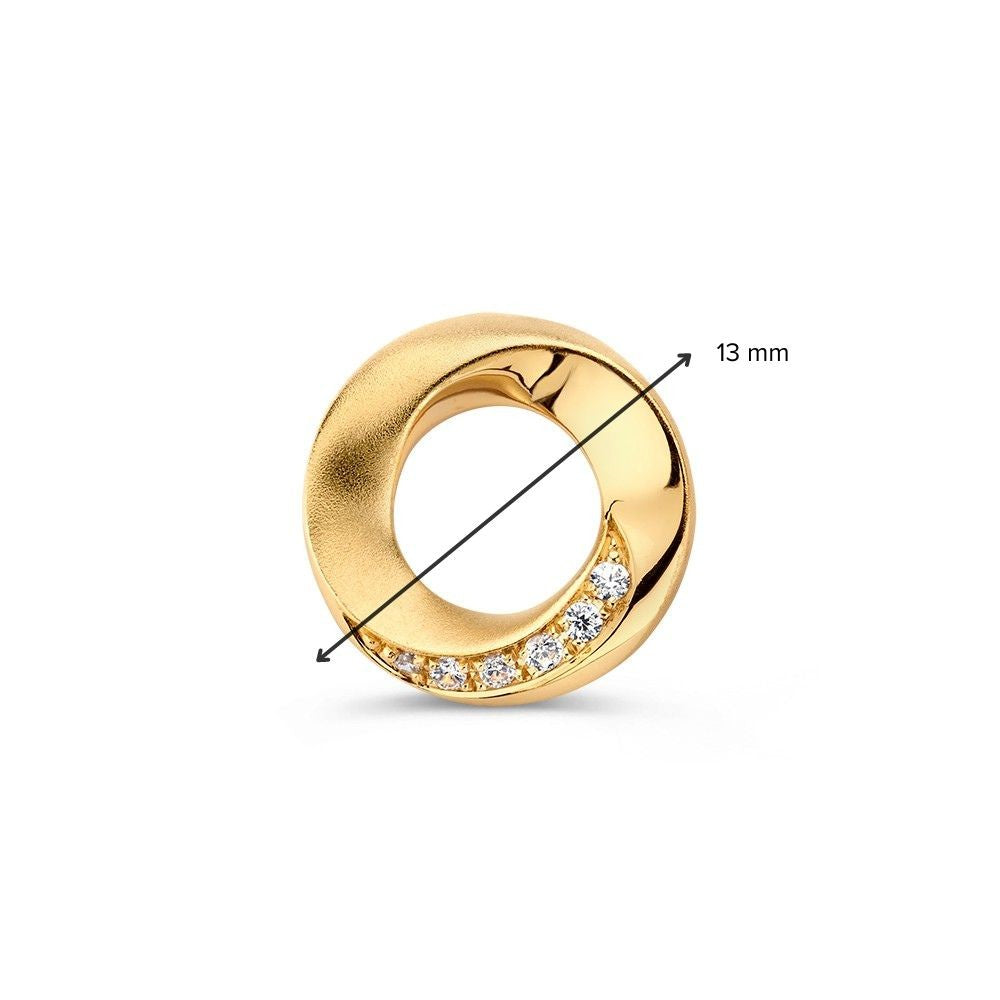 colgante de oro amarillo con banda retorcida y circonitas – 14 quilates, 1,3 gramos, 14 mm