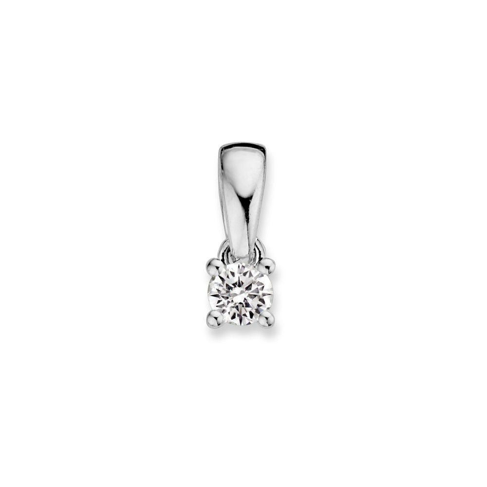 Colgante de oro blanco de 14 quilates con diamante brillante de 0,10 ct.