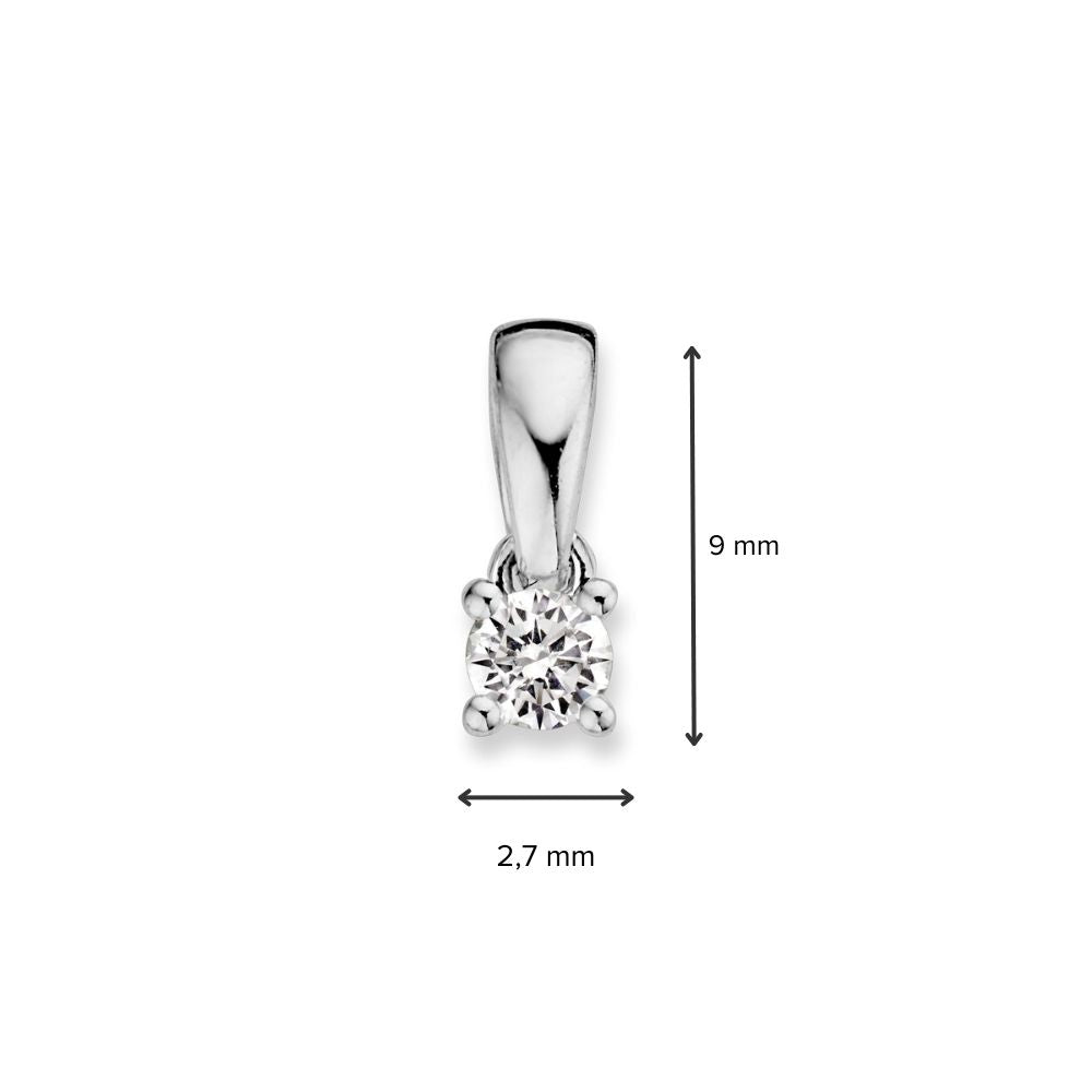 Colgante de oro blanco de 14 quilates con diamante brillante de 0,10 ct