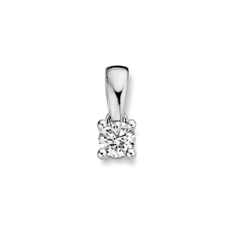 Colgante de oro blanco de 14 quilates con diamante brillante de 0,16 ct.