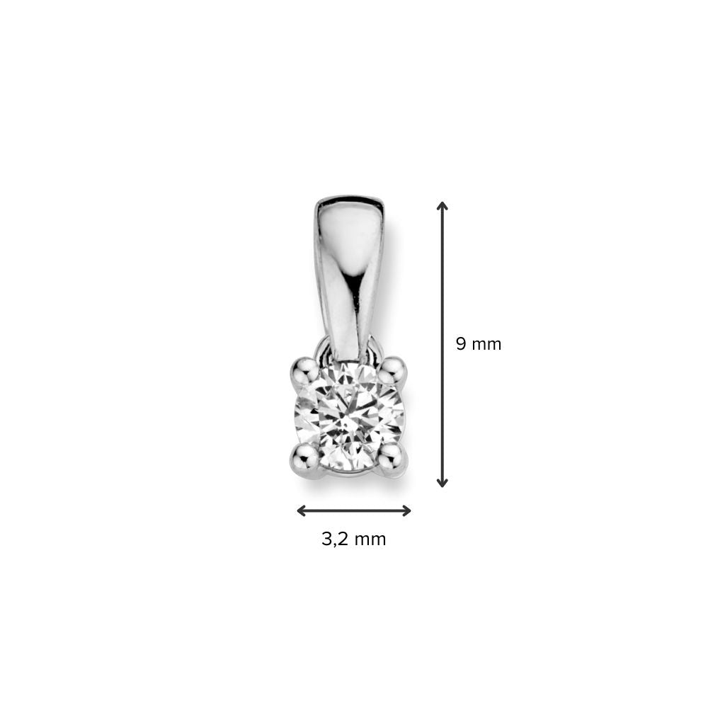 Colgante de oro blanco de 14 quilates con diamante brillante de 0,16 ct