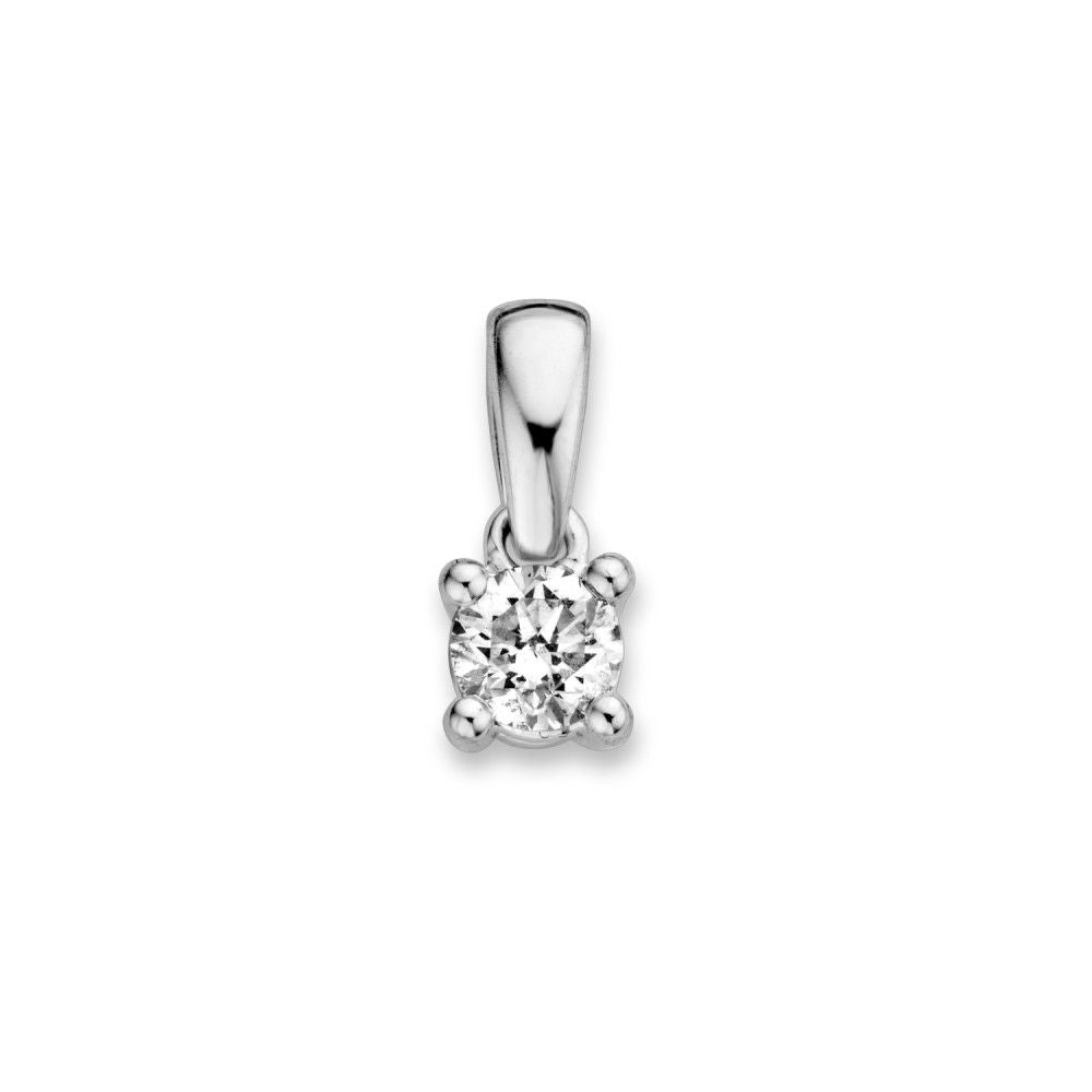Colgante de oro blanco de 14 quilates con diamante brillante de 0,19 ct.