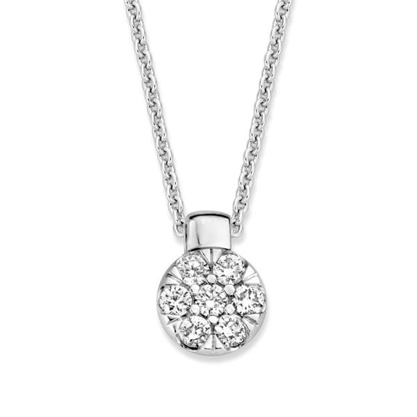 Colgante de oro blanco con diamantes brillantes de 0,24 crt en forma redonda.