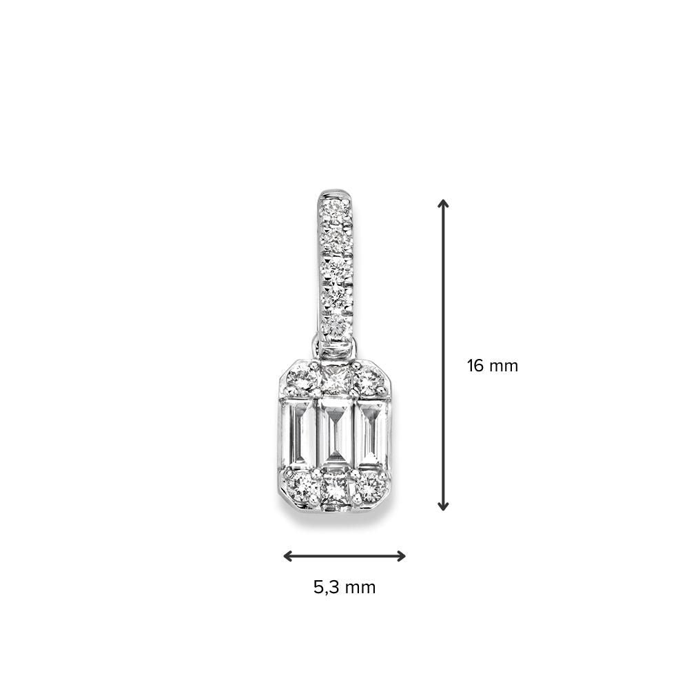 Estilizado colgante de oro blanco con diamantes tallados en baguette y brillante – 0.32 crt, 14 quilates, 0.8 gramos