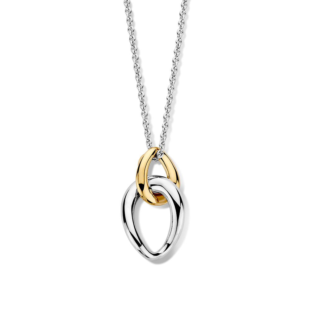 Collar de ancla de plata con colgante de eslabones en oro de 14 quilates, 31 mm.