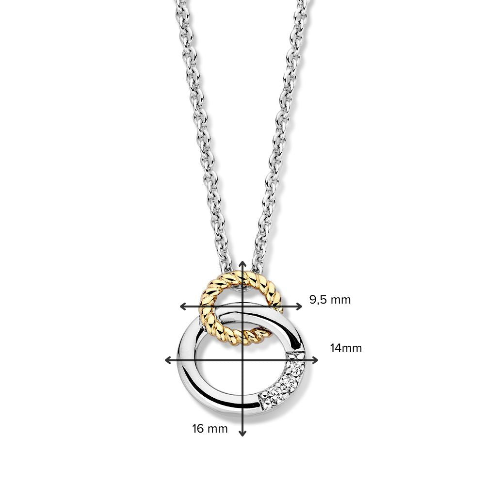 collar de plata con colgante de oro y tres circonitas – 16 mm, 0.7 gramos