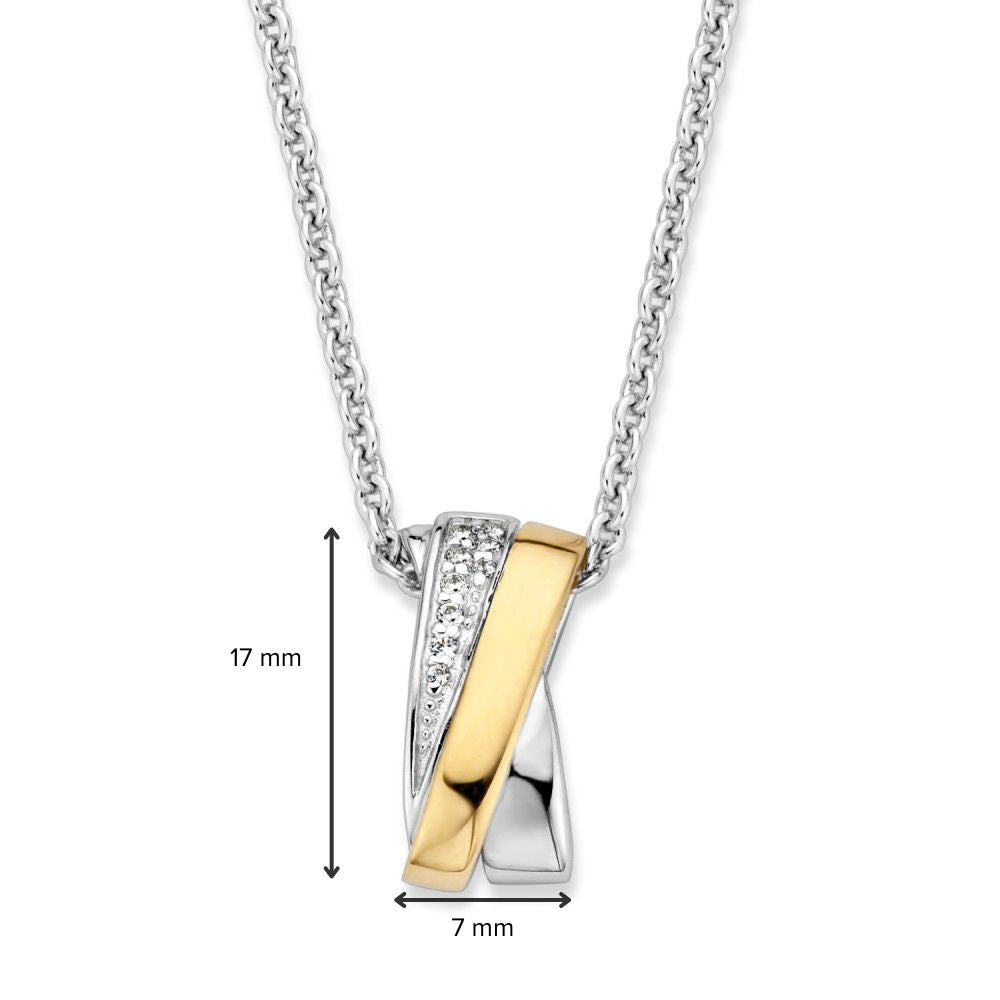 Colgante de plata y oro con circonita blanca – 17 mm, 0.7 gramos