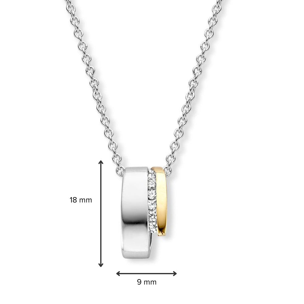 Colgante de plata y oro con circonitas blancas – 18 mm, 0.4 gramos