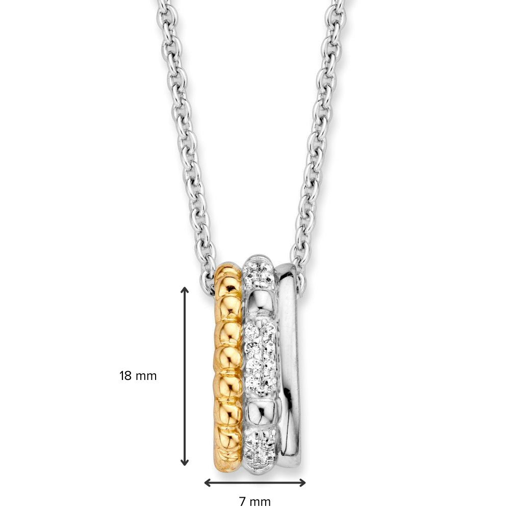 Colgante de plata y oro con circonitas blancas – 18 mm, 0.7 gramos