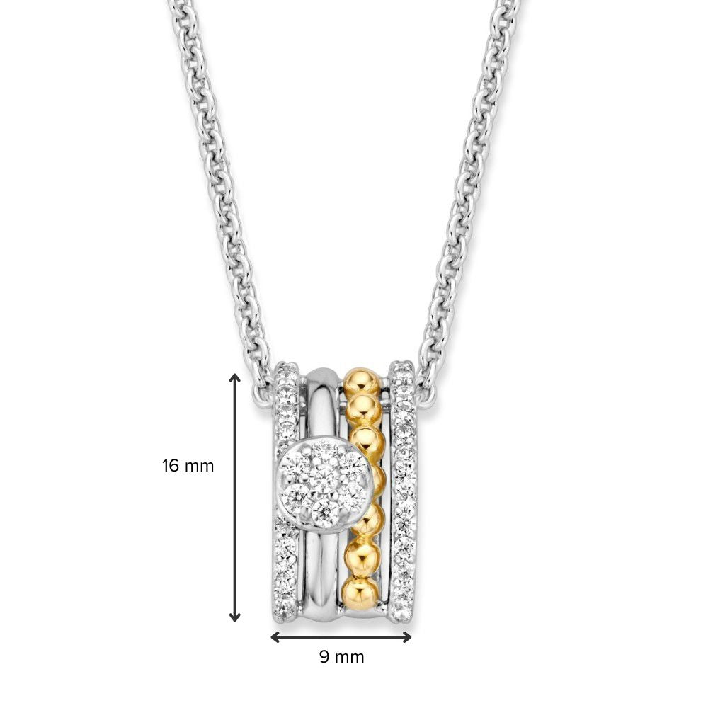 Colgante de plata y oro con circonitas blancas – 16 mm, 0.6 gramos