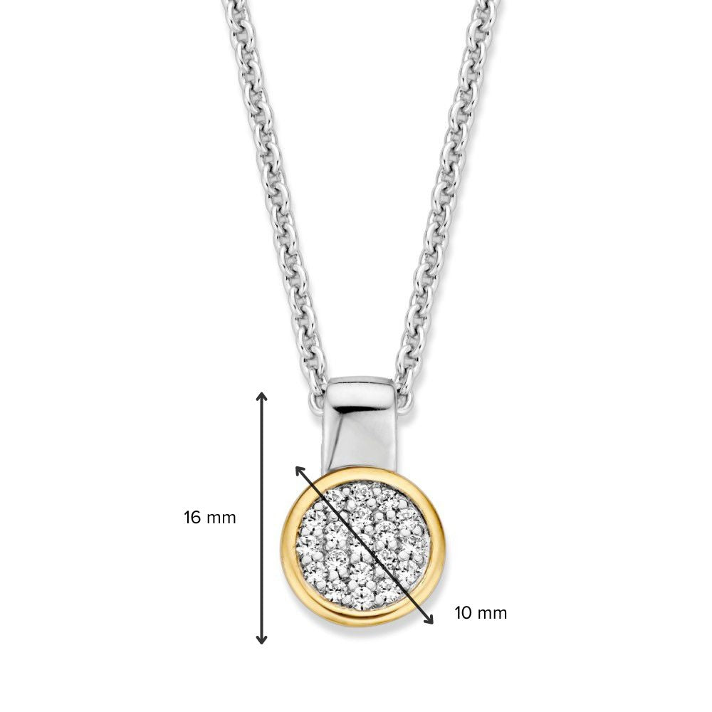 Colgante de plata y oro con circonitas blancas – 16 mm, 0.5 gramos