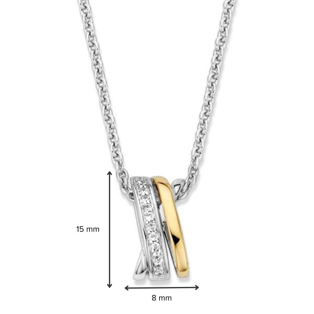 Colgante de plata y oro con circonita blanca – 15 mm, 0.6 gramos