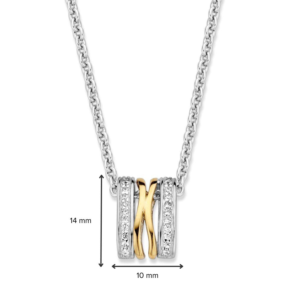 Colgante de plata y oro con circonita blanca – 14 mm, 0.7 gramos