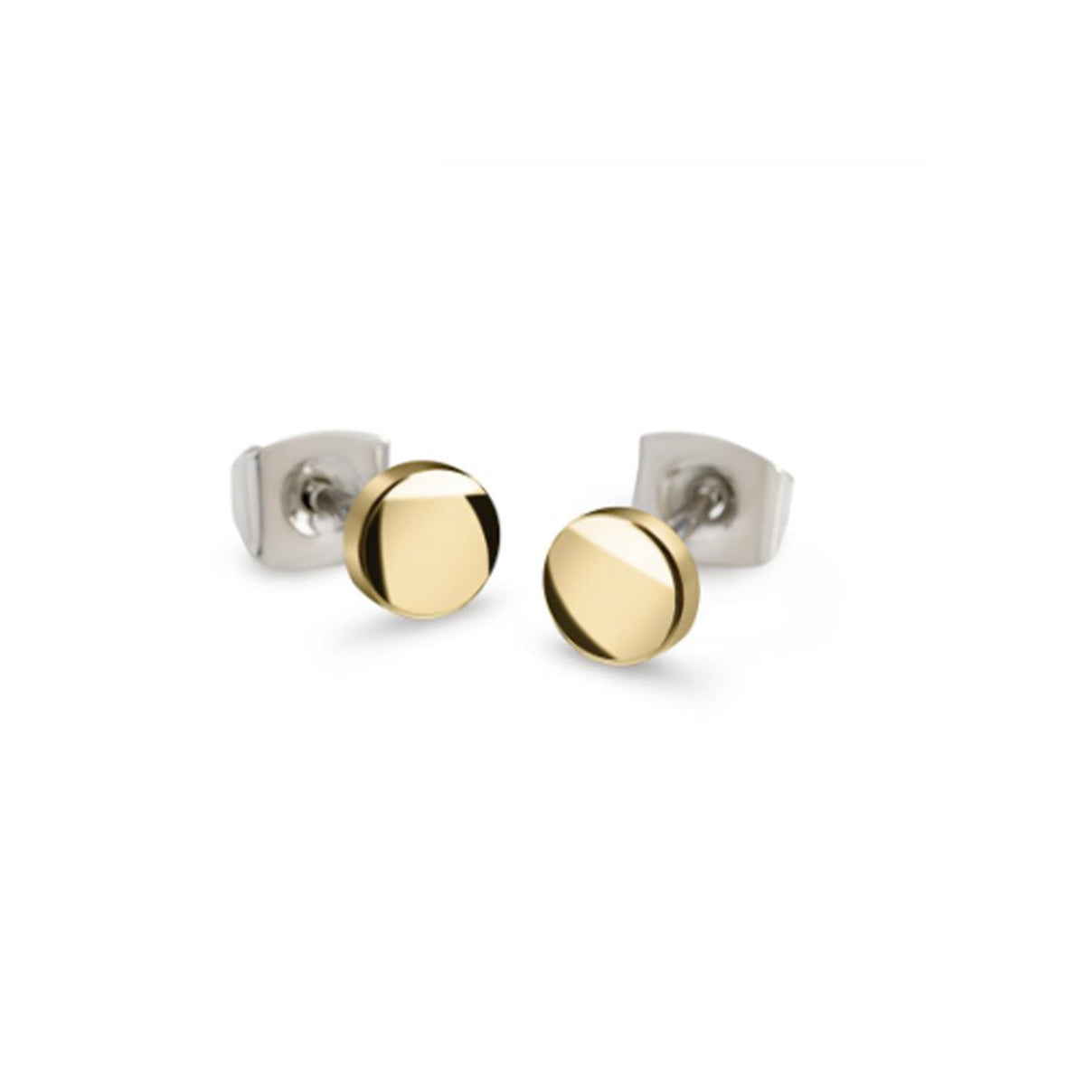 Pendientes de oro con acabado pulido y base de titanio.
