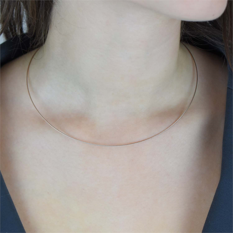 Collar de titanio Boccia longitud chapado en oro acero 0802-03