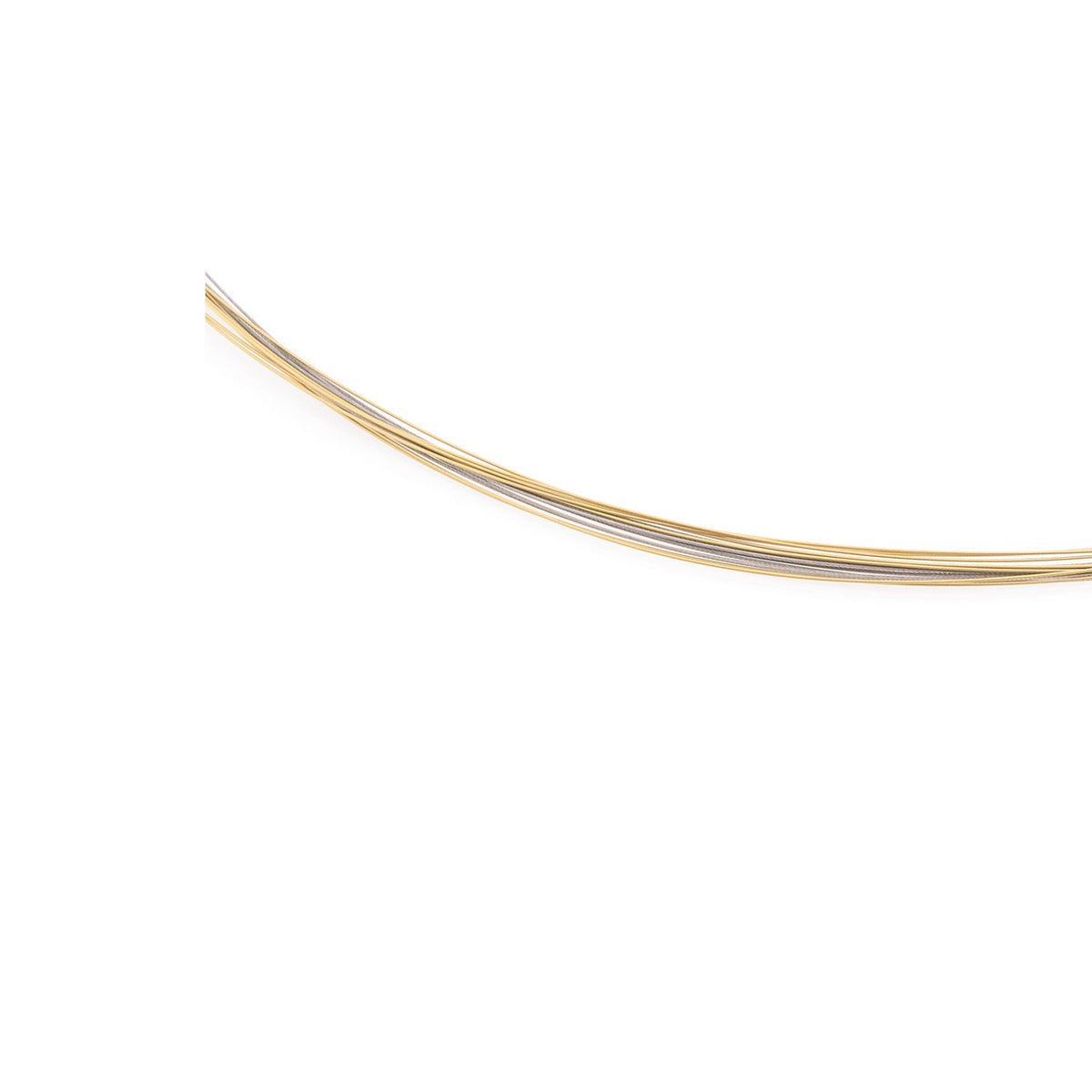 Collar bicolor de acero con diseño curvado en tonos dorado y plateado.