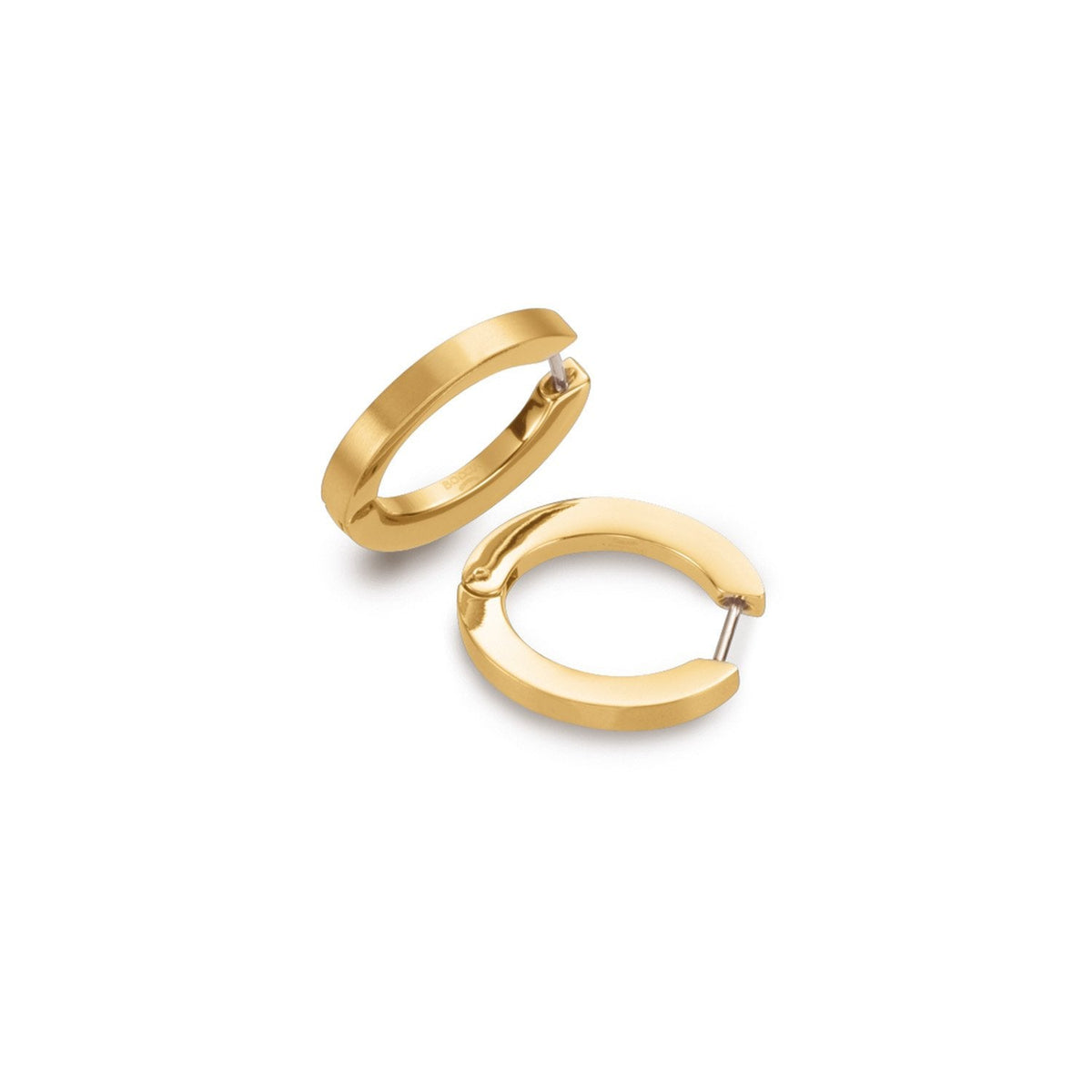 Pendientes de aro de titanio con acabado dorado, de forma circular y diseño moderno.