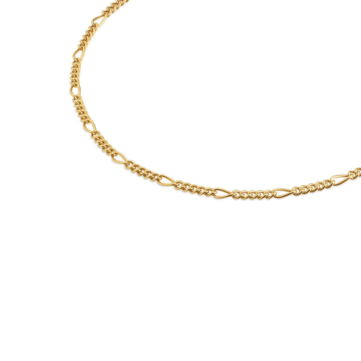 Collar de titanio dorado con eslabones alternos y detalles texturizados.