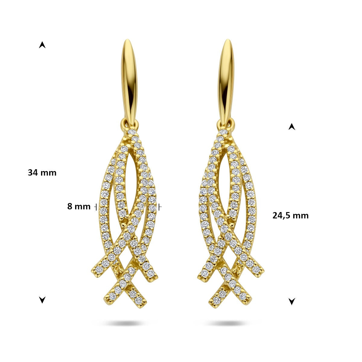 Aros de oro amarillo de 14k con diamante
