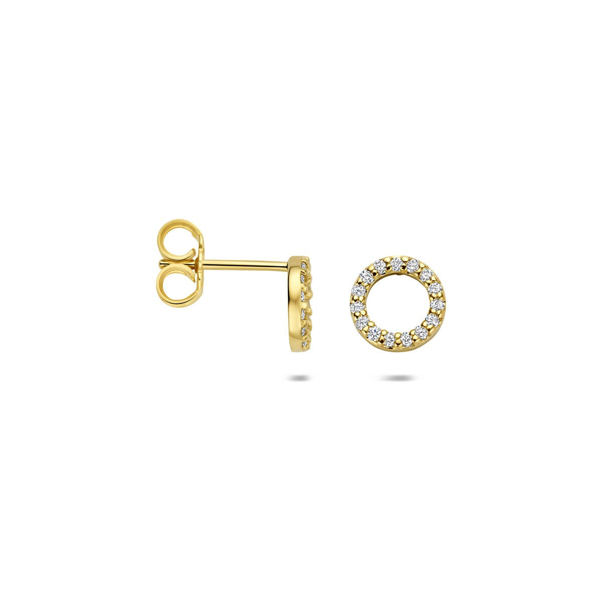 Pendientes de botón de oro amarillo con diamante cultivado en laboratorio