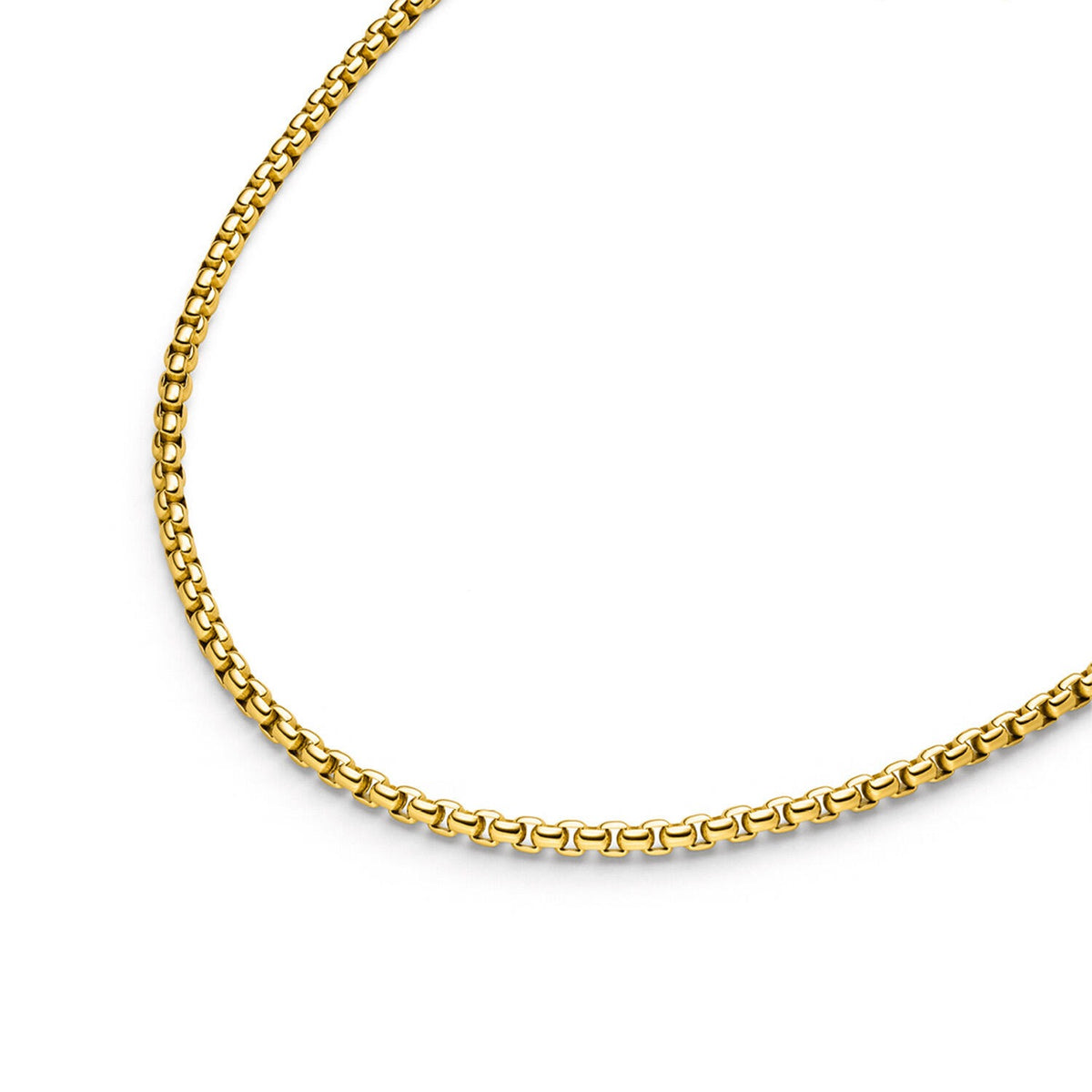 Collar de eslabones en titanio dorado con un diseño delicado y acabado brillante.