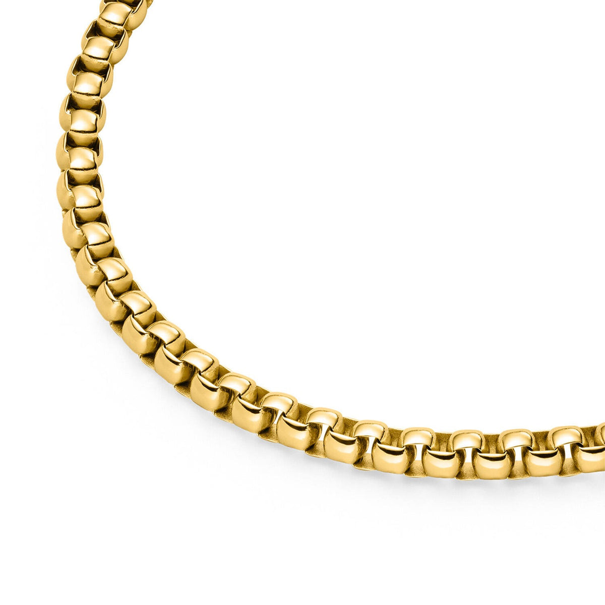 Collar de titanio con acabado dorado y diseño de eslabones.